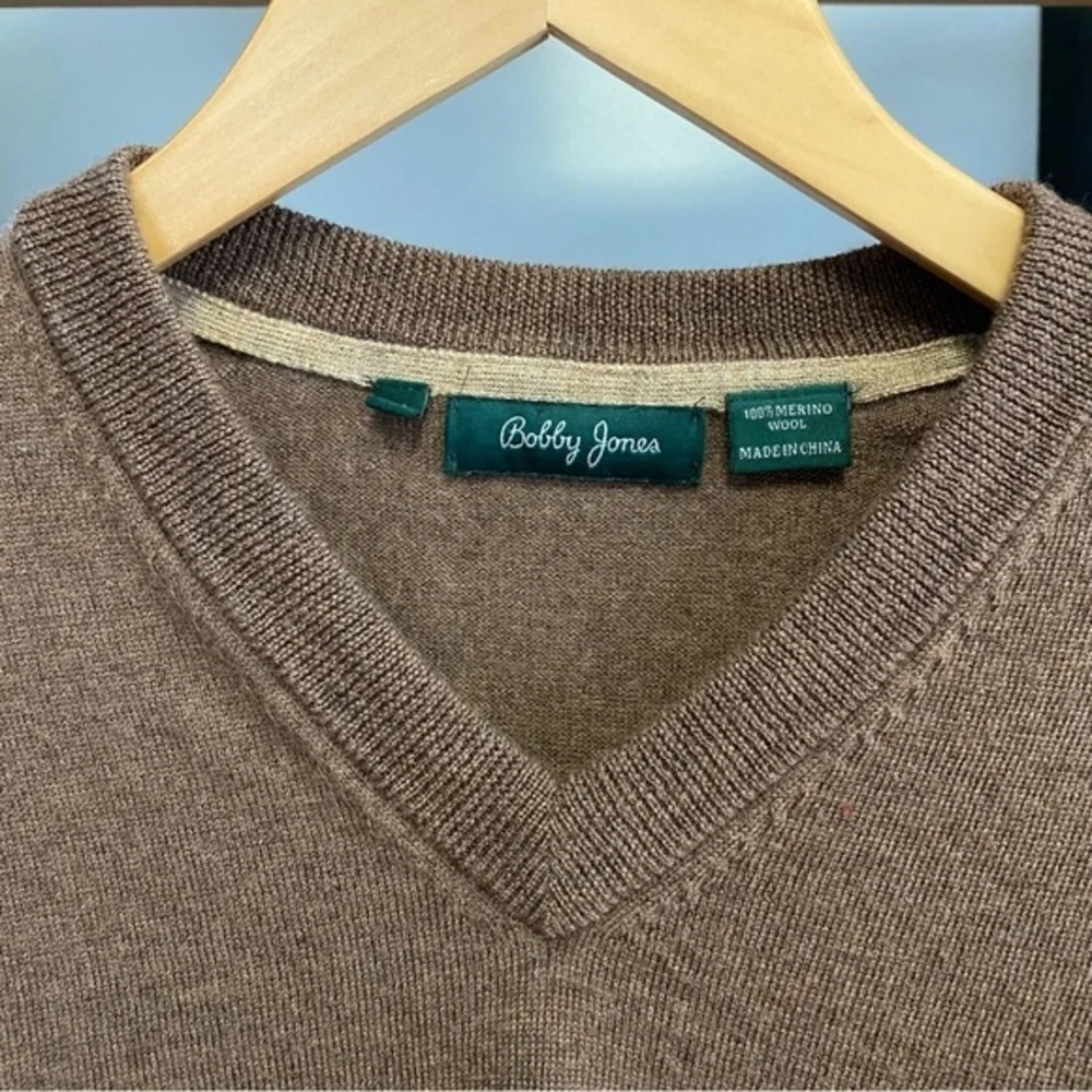 Bobby Jones Brown Merino Wool V-neck Sweater